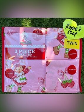 Strawberry Shortcake Pink Bow TWIN Sheet Set